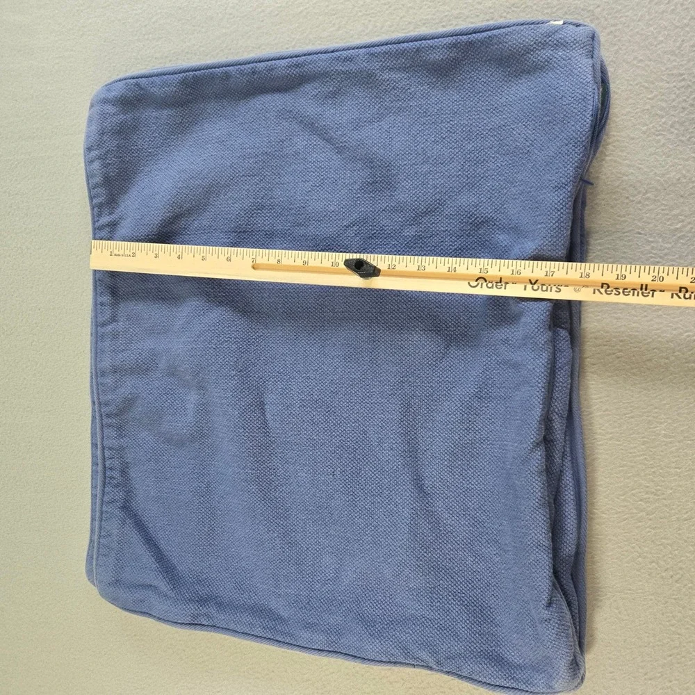 Ralph Lauren Pillow Sham Set Unisex 18x18 Blue Cotton Pique RLL Monogram Square